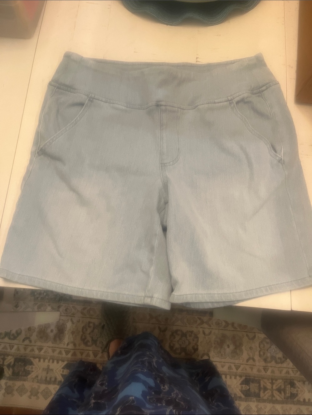 Belle by Kim Gravel Light Blue Pull-On Jean Shorts